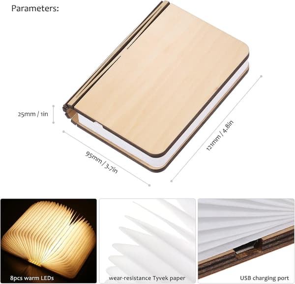 Bokbrettet Lampe, 2000mAh Oppladbart Batteri USB Sengelampe