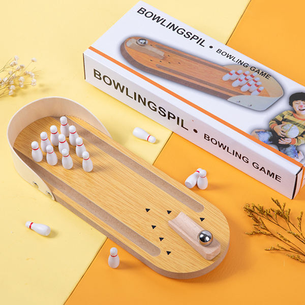 Bordspel Mini Bowling Set - Bordbräde i Trä Mini Arkad