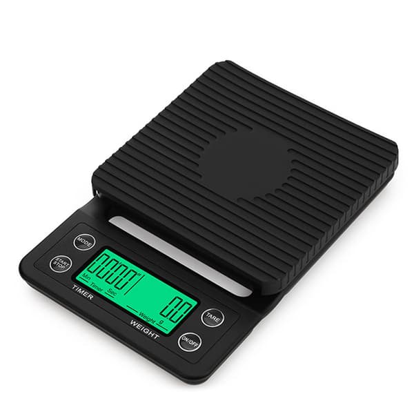 (5kg/0.1g) Digital kaffevægt med timer, varmebestandig silikone