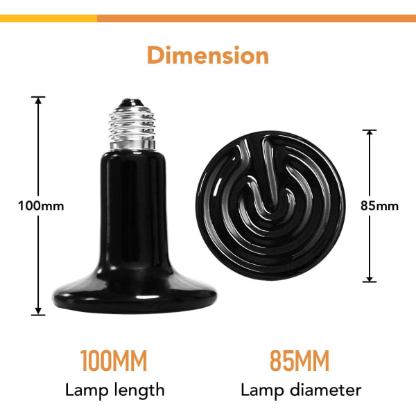 150W 4-Pack Céramique Émetteur de Chaleur Reptil Chaleur Lampe A