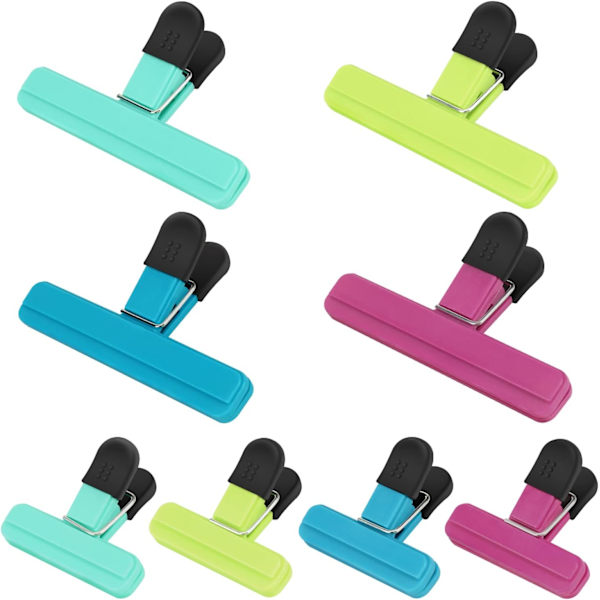 Chip Clips (4 store og 4 små), 8 pakke matklips, poseklips