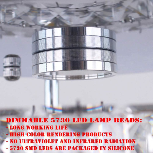 LED Taklampe, 16W Krystall Lysekrone, Moderne Taklampe