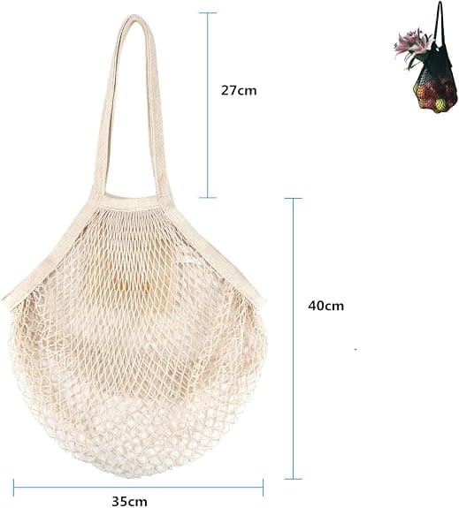 Shoppingnät, 2-pack Återanvändbara Vikbara Mesh Shoppingnät Bomull S