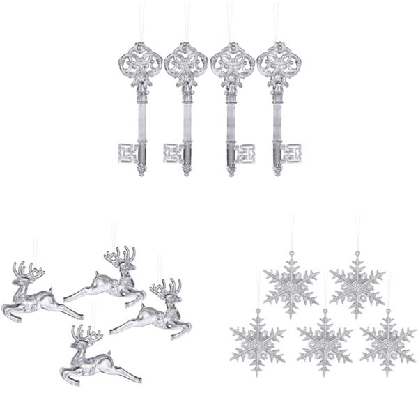 3 st julgransdekorationer Jul transparent snöflinga e