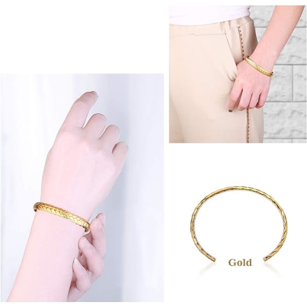 Gold Wide Open Cuff Armband, för kvinnor, 18K guldpläterad Wheat St