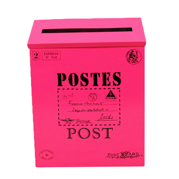 （Roserød）Vintage Væghængt Jern Postkasse Brev Postbreve N