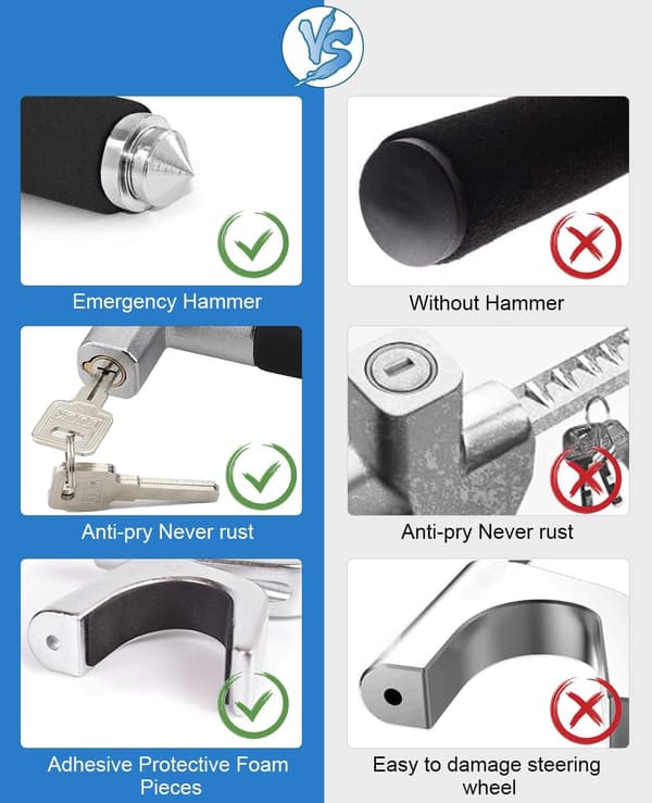 Bilratstyre Lås - Robust Tyverisikring Ratlås
