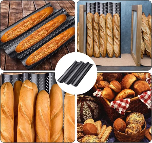 Middels, Svart, Ikke-Klistrende Perforert Baguetteform for Fransk Brød B