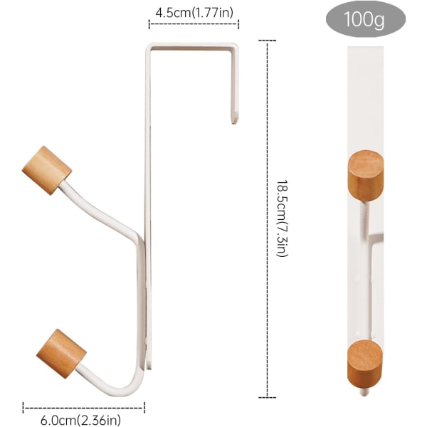 Sæt med 2 Overdørs Hængere, Dobbelt Frakke Hængere, Robust Metal Træ