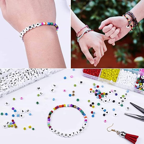 24-gids perforeret glas hirseperler akryl bogstavperler diy