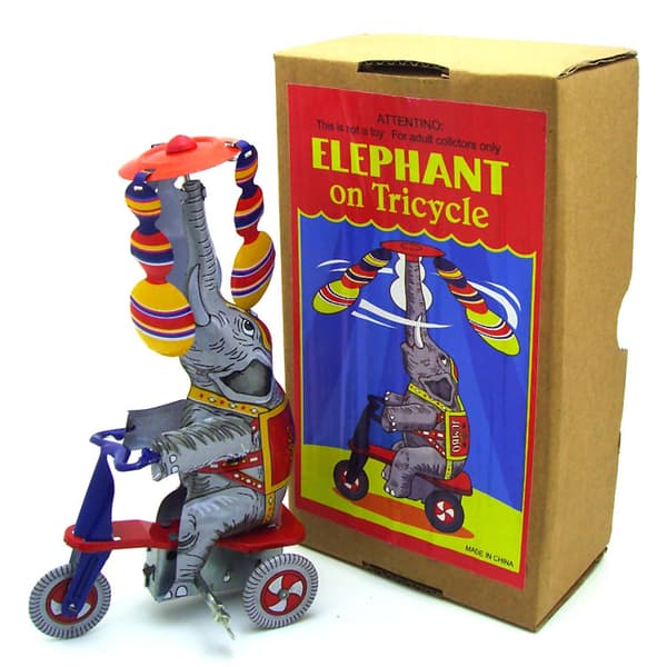 Järnleksaker Spanska elefanter åker trehjulingar DXGHC
