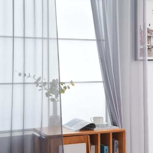 Läpinäkyvät voile-verhot keittiöön, sauma-taskuilla