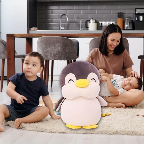 (Grå, 17.7in/45cm) Plushie Pingvin Fyldte Dyr Legetøj, Blød Peng