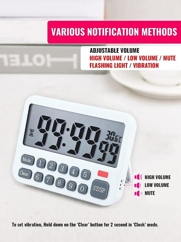 Multifunksjonell digital vekkerklokke med 10 alarm-innstillinger, nedtelling