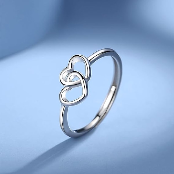 Hopeasormukset naisille, S925 Sterling hopea kaksinkertainen sydän A