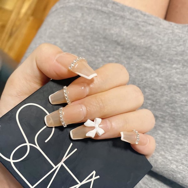 Fjärilsrosett Pärlnagelcharm 3D Svart Vit Nagelcharm för Ac