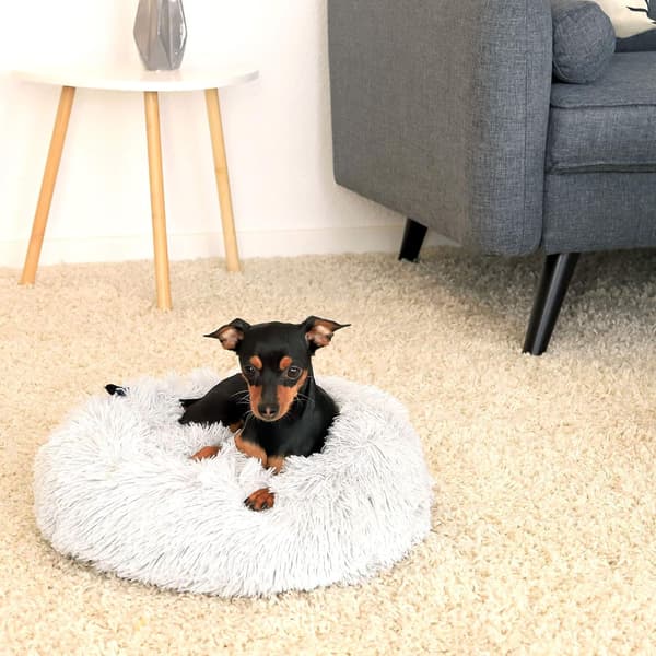 Rund hundekurv kattepude donut kurv Ø 40 cm (S) Lysegrå