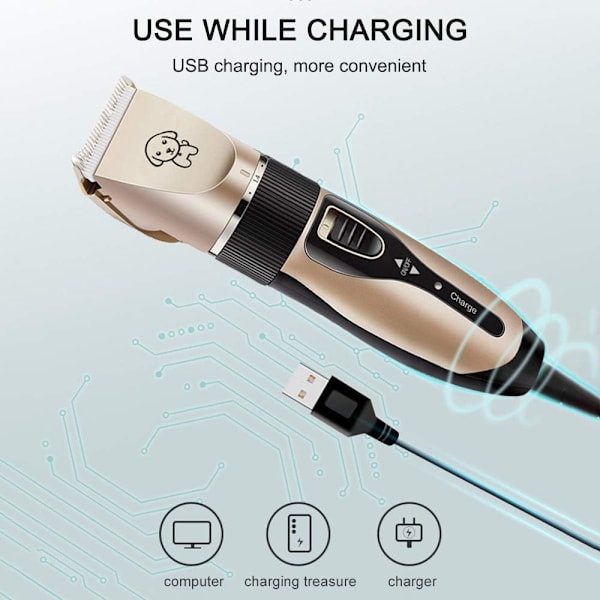 Hårklipper til kæledyr - Lav støj, USB-opladning