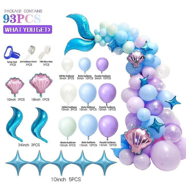 93 sjöjungfru svans ballong garland båg kostym Grattis på födelsedagen