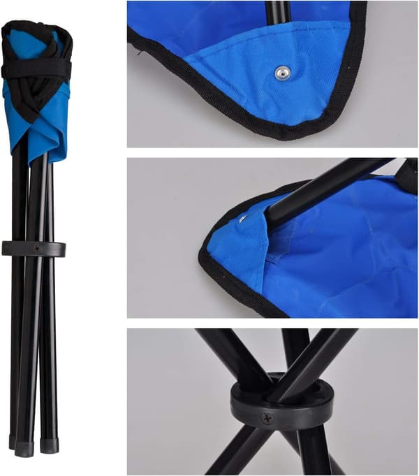 3-benet Canvas Foldbar Bærbar Tripod Stol til Vandreture, Camping,