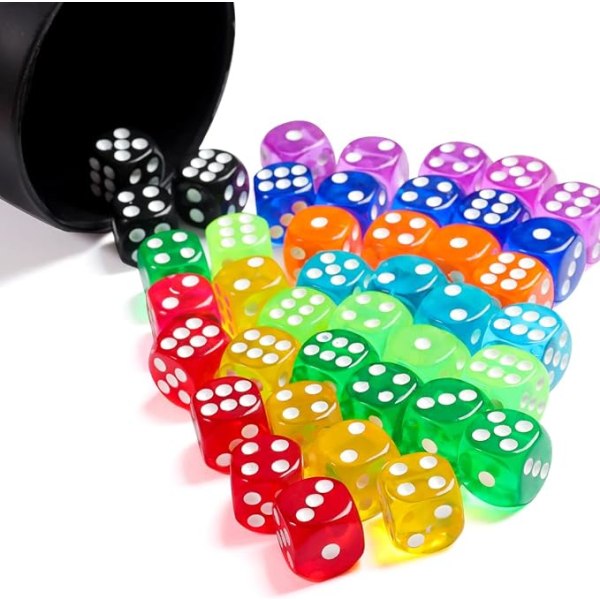 45 Farvede Terninger, 6-Sided Terninger til Brætspil, 16mm Bulk D