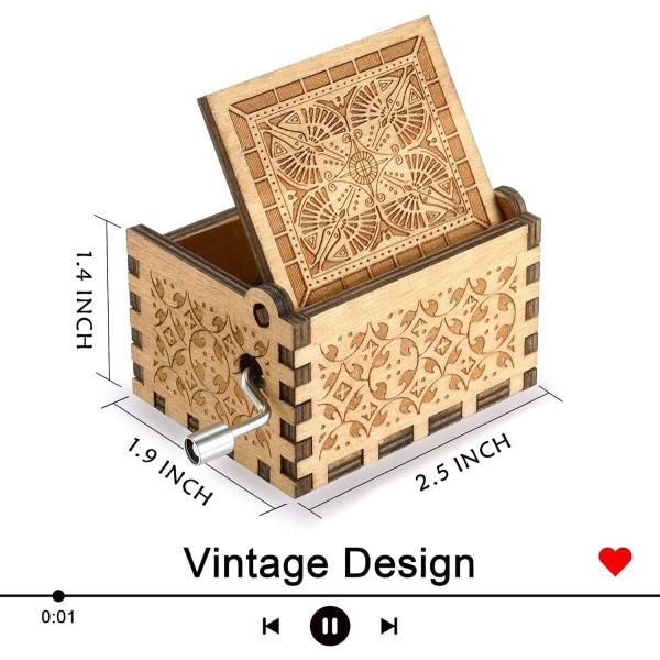 Du är min solsken Musikask, Handvevad Trä Vintage Lasergraverad