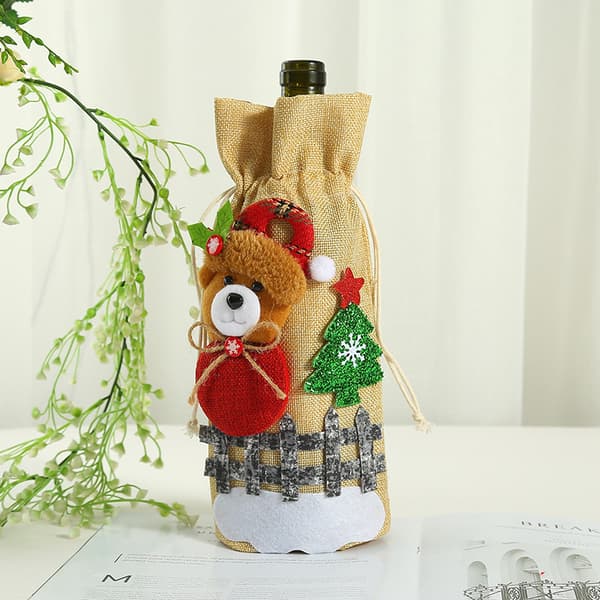 4 julpartytillbehör juldekorationer Tomte vinförpackning