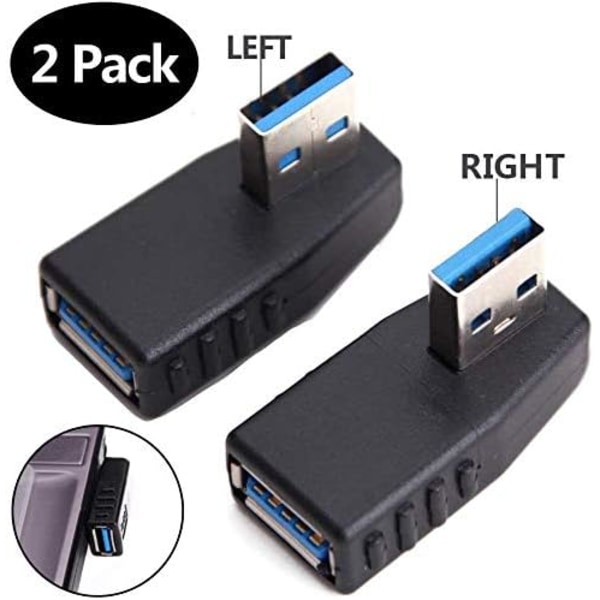 USB 3.0 Adapter 90 Degree Male to Female Connector Plug Left Angl