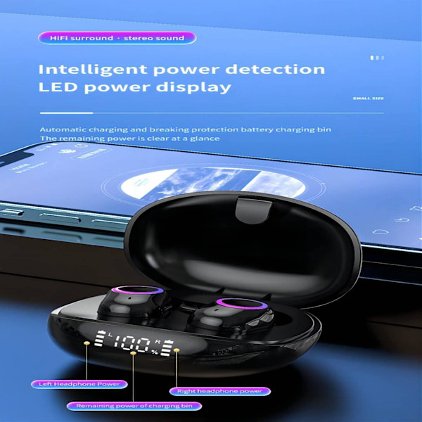 Langattomat Bluetooth-kuulokkeet, langattomat nappikuulokkeet LCD-näytöllä