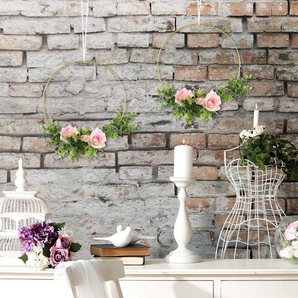 2-pack 30 cm Metalliska Blomsterringar för Macrame