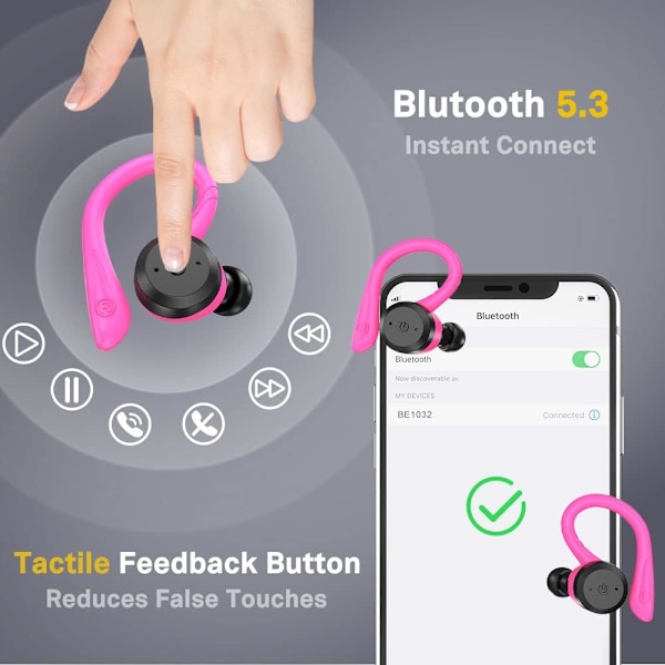 Bluetooth-hodetelefoner True Wireless Earbuds med ladeetui IPX7 Vanntett Stereo Sound Earphones Innebygd mikrofon In-Ear