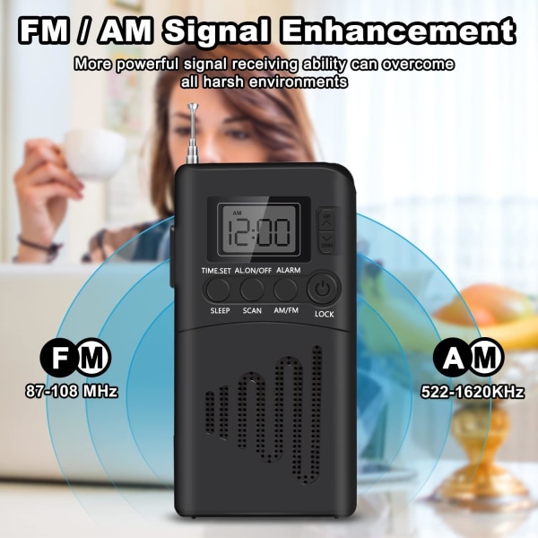 Bärbar radio, FM/AM minitransistorradio med utmärkt mottagning