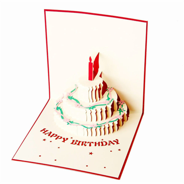Födelsedag gratulationskort tredimensionell tårta kort 3D kreativ gi