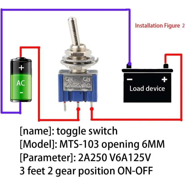 15 stykke mini vippekontakt, AC 125V 6A ON-OFF 3 ben 2 position S