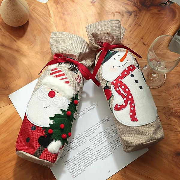 Fire nye julepynt lin embroderede snømann Old M