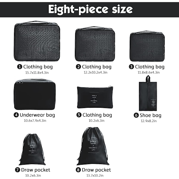 Packningskuber, 8-pack Reseväska Organiseringsset