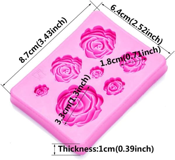 2 stk. Rose Blomster Silikonforme Kage Chokoladeform Bryllupskage