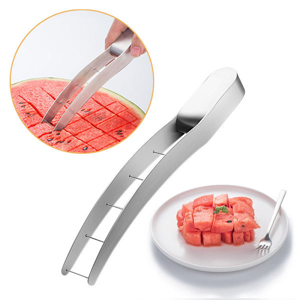 Meloninleikkuri - 304 Ruostumattomasta Teräksestä Valmistettu Vesimelonin Kuutioijaleikkuri - Ergonomisesti Muotoiltu