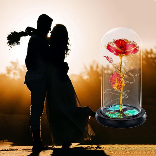 Led Enchanted Galaxy Rose Evig 24k Guldfolie Blomst Med Fe