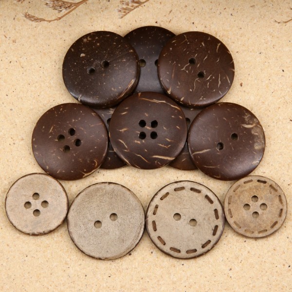 90 vintage kokosnøtt små knapper klær runde knapper barn DXGHC