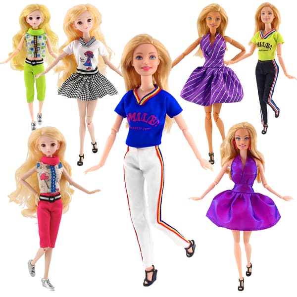 Barbie-modekostym, 7 delar, 7 docktillbehör, för barn