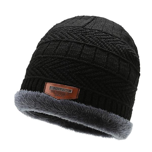 Vinterhatt för män, varm ullhatt, tjock stickad mössa, pull-over-hatt för män