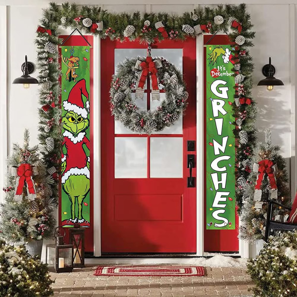 Grinch Christmas Decorations - Merry Christmas Porch Sign - C DXGHC