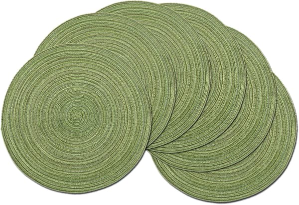 Plassmatter, sett med 6 varmeresistente bomullsvevde plassmatter for middag