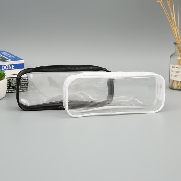 2 stk (hvid + sort) PVC Blyantsposer Transparent Mode Blyant