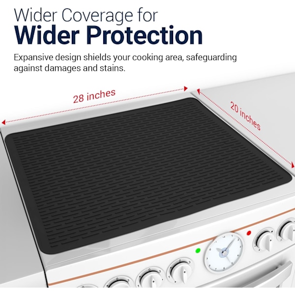 Silikonplattor för elektrisk spis, 28 x 20 tum, silikonspismatta, spisplattsskydd i silikon för extra K