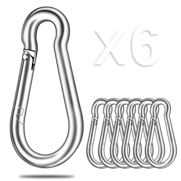 Små Karabiner 6-pack 2.75” Rostfritt Stål Karabiner med Stark-