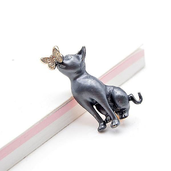 Emblemerede Kat- og Sommerfugl-Brocher til Kvinder Mode Dyr Nål Vi