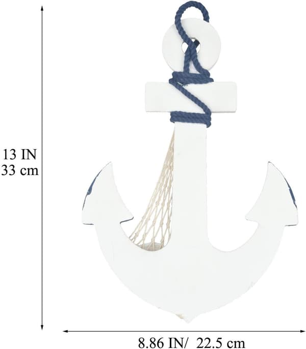 2-pack 32 cm Träfartygssratt och Träankare med Rep Nautica