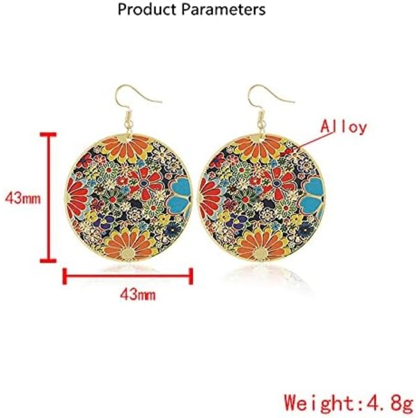 Gylne runde blomster-skive-øredobber med hengende anheng for kvinner og jenter